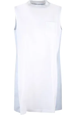 SACAI Top, Dame, Hvid, L, Bomuld, Stribet Poplin Bomuld Mini Kjole