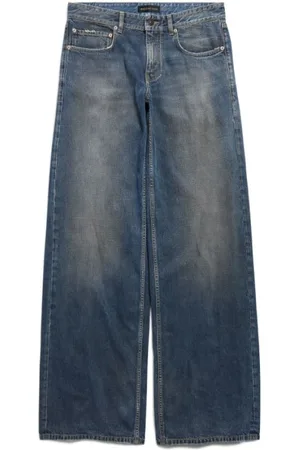 Balenciaga Jeans, Dame, Blå, W26, Denim, Bred Ben Denim Jeans