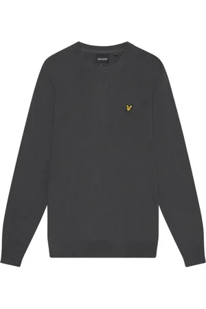Lyle & Scott Strik, Herre, Grå, 2XL, Bomuld, Strikket bomuld merino rund hals trøje