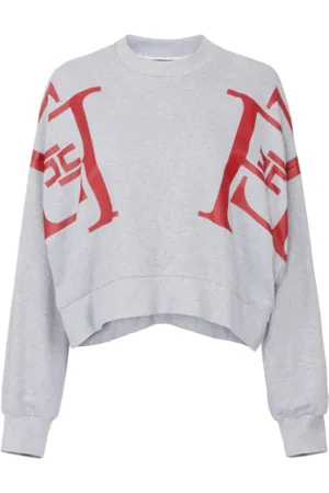 Elisabetta Franchi Sweathshirts & Hoodies, Dame, Grå, S, Bomuld, Grå Bomuld Logo Print Sweater