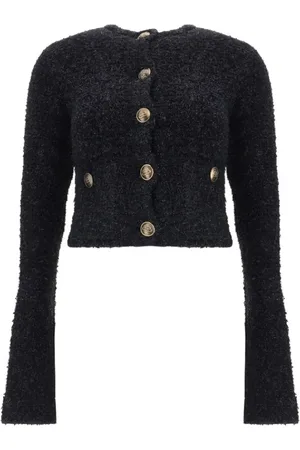 Balenciaga Strik, Dame, Sort, M, Bomuld, Paillet Cardigan med Frontknap Lukning