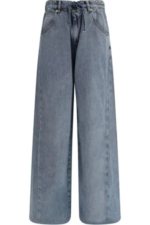 DARKPARK Jeans, Dame, Blå, W25, Tyl, Paperbag Style Jeans med Lynlås Lukning