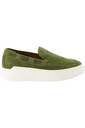 Giuseppe Zanotti Sko, Herre, Grøn, 43 EU, Velour Slip-On Moccasins