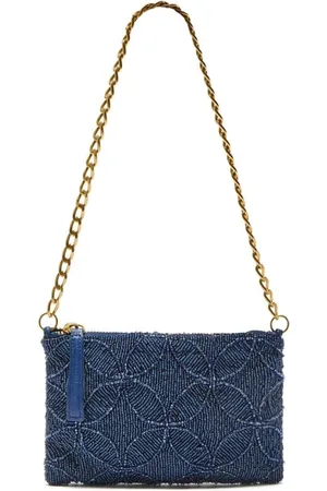 Maliparmi Taske, Dame, Blå, ONE SIZE, Uld, Perlebroderi Clutch med Rem