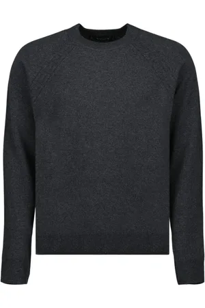 VERSACE Strik, Herre, Grå, XL, Uld, Greca Broderet Sweater
