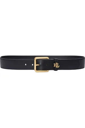 Ralph Lauren Tilbehør, Dame, Sort, M, Læder, Logo Keeper Læderbælte