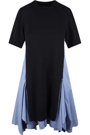 SACAI Kjole, Dame, Sort, S, Bomuld, Strikket Poplin Midi Kjole