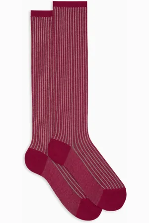 Gallo Undertøj, Dame, Flerfarvet, XS, Bomuld, Kvinders lange fuchsia tvilling-rib bomuldssokker