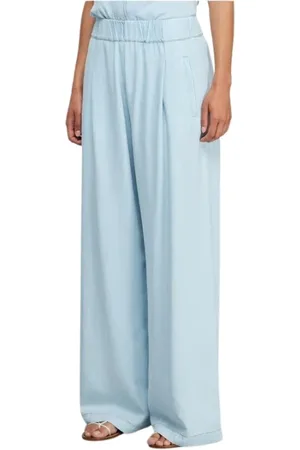 SEMICOUTURE Bukser, Dame, Blå, XS, Denim, Lyseblå Denim Wide Leg Bukser