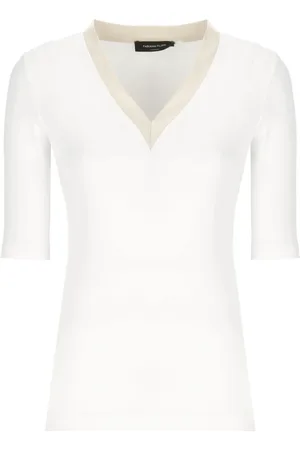 Fabiana Filippi Top, Dame, Hvid, S, Bomuld, Hvid Bomuld V-Hals T-Shirt Kvinde