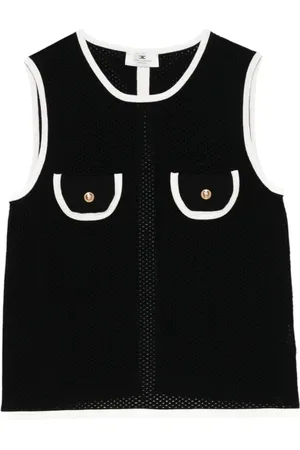 Elisabetta Franchi Top, Dame, Sort, S, Uld, Stilfuld blanding af viskose og polyamid