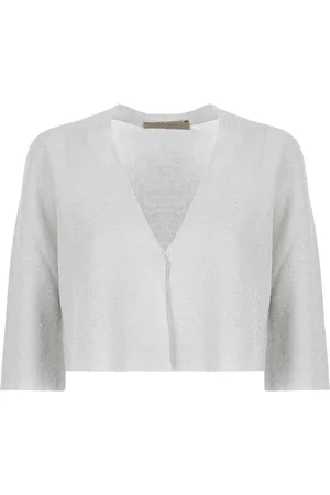 D.EXTERIOR Strik, Dame, Grå, S, Grå V-hals Cardigan med Lurex Detaljer