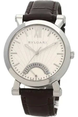 Bvlgari Pre-owned, Herre, Hvid, ONE SIZE, Tyl, Pre-owned Rustfrit stal watches