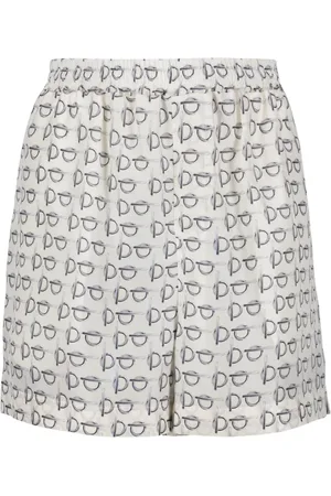 Burberry Shorts, Dame, Grå, 2XS, Silke Straight Fit Logo Print Shorts