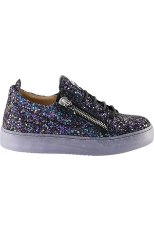Giuseppe Zanotti Sko, Dame, Flerfarvet, 36 EU, Læder, Glitter Lilla Basket Sneakers