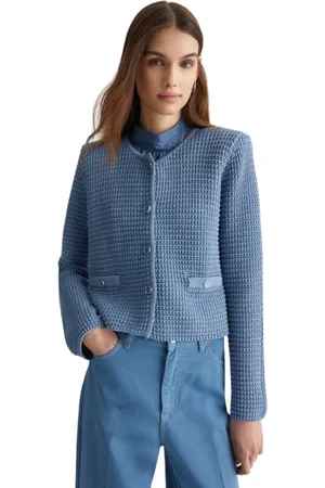 Liu Jo Strik, Dame, Blå, M, Strik Cardigan i Array Stil