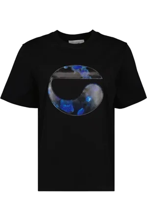 COPERNI Top, Dame, Sort, L, Bomuld, Oversized holografisk blomstret logo tee