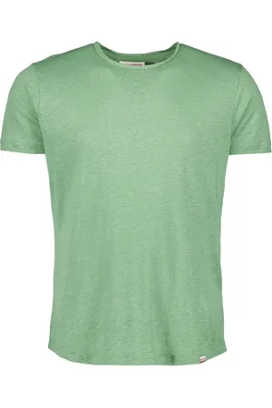 Orlebar Brown Top, Herre, Grøn, XS, Linned, Kortærmet Linned Rund Hals T-shirt