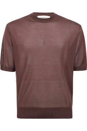 LANEUS Top, Herre, Brun, S, Lyocell Strik Crewneck T-shirt