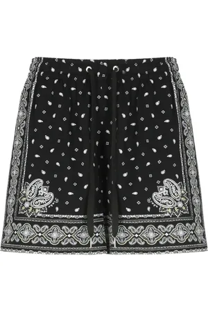 Pinko Shorts, Dame, Sort, S, Uld, Sort Paisley Viskose Elastisk Talje Shorts