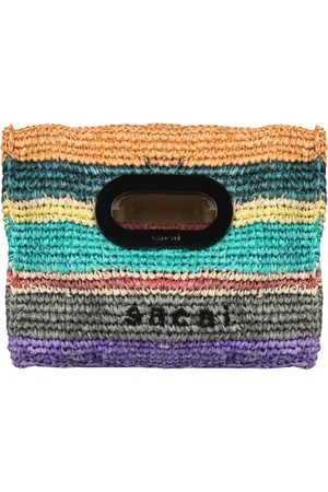 SACAI Taske, Dame, Flerfarvet, ONE SIZE, Uld, Stribet Raffia Shopper Taske