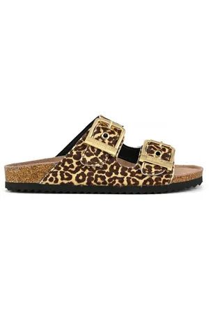 Colors of California Sko, Dame, Brun, 39 EU, Leopard Print Dobbeltspænde Sandal