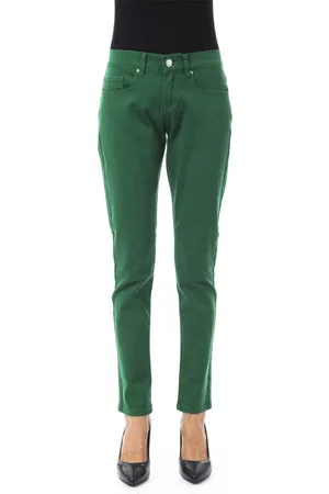 Byblos Jeans, Dame, Grøn, W25, Slim Fit Bukser med Lommer