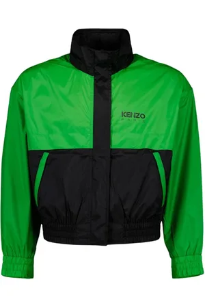 Kenzo Jakke, Dame, Grøn, XS, Uld, Farveblok Vindjakke
