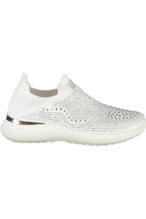 Laura Biagiotti Sko, Dame, Hvid, 41 EU, Uld, Sneaker med Rhinestone Embellishments