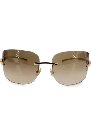 Cartier Pre-owned, Dame, Gul, ONE SIZE, Uld, Pre-owned Metal solbriller