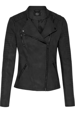ONLY Jakke, Dame, Sort, XS, Uld, Asymmetrisk Lynlås Moto Jakke til Kvinder