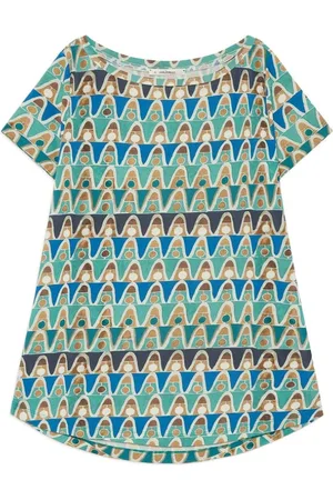 Maliparmi Top, Dame, Flerfarvet, L, Geometrisk Mimosa T-shirt i Blå