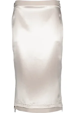 Fendi Nederdel, Dame, , XS, Satin, Satin Lang Nederdel med Lynlås Lukning