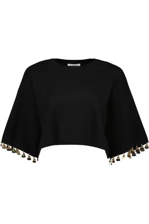 Paco rabanne Strik, Dame, Sort, S, Kort Striktop Forår-Sommer Kollektion