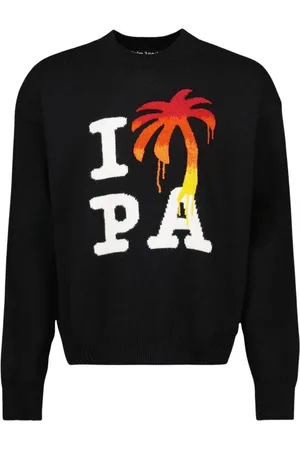 Palm Angels Strik, Herre, Sort, XL, Uld, Uld Logo Sweater Langærmet