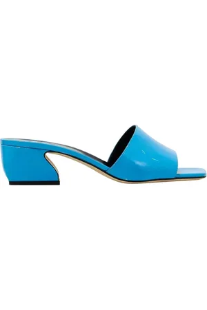 Sergio Rossi Sko, Dame, Blå, 37 1/2 EU, Læder, Blå læder slippers