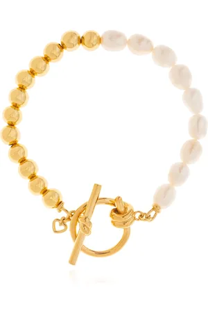 Kate Spade Tilbehør, Dame, Gul, ONE SIZE, Messingarmbånd med perler