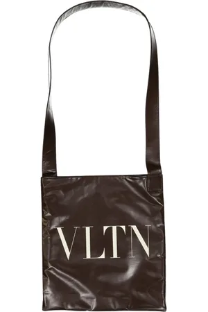 VALENTINO GARAVANI Taske, Herre, Brun, ONE SIZE, Læder, Læder Tote Taske med Trykt Logo
