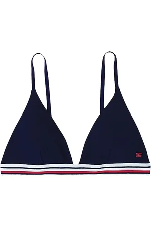 Tommy Hilfiger Badetøj, Dame, Blå, M, Nylon, Trekantet Bikini Top med Aftagelig Polstring