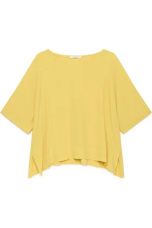 Maliparmi Bluser & Skjorter, Dame, Gul, S, Uld, Gul Crepe Silke Skjorte