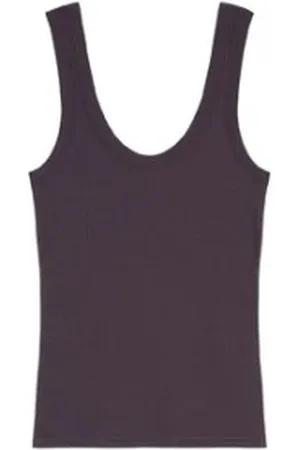 TELA Top, Dame, Brun, S, Bomuld, Ribbet Bomuld Chokolade Tank Top