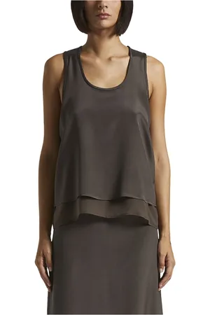 PESERICO SIGN Top, Dame, Brun, XS, Chiffon, Chiffon crepe de chine top