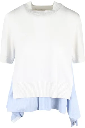 SACAI Strik, Dame, Hvid, S, Bomuld, Stribet Poplin Strik Top