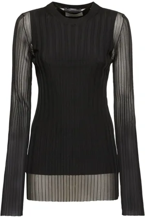 Sportmax Top, Dame, Sort, M, Polyester, Gennemsigtig Crew Neck Top