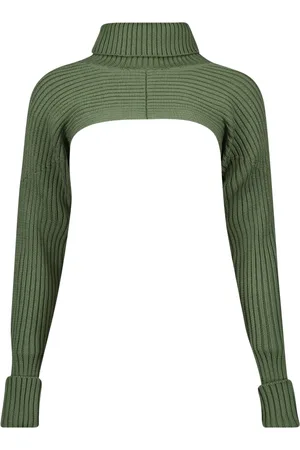IRO Strik, Dame, Grøn, S, Bomuld, Grøn Khaki Crop Sweater