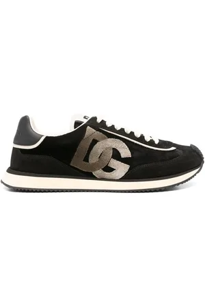 Dolce & Gabbana Sko, Herre, Sort, 42 EU, Sort Snøresneaker med Logo Patch