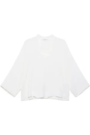 Maliparmi Bluser & Skjorter, Dame, Hvid, L, Silke Crepe Skjorte i Naturhvid
