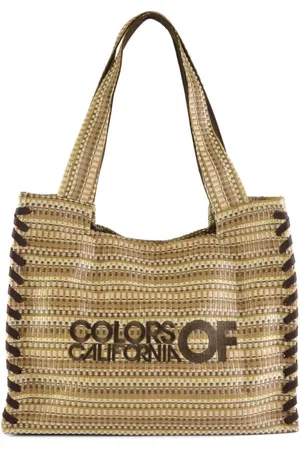 Colors of California Taske, Dame, , ONE SIZE, Uld, Multifarvet Geometrisk Shopper Taske i Rafia