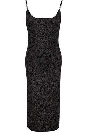 VERSACE Kjole, Dame, Sort, XS, Barocco lurex kjole med Medusa detaljer