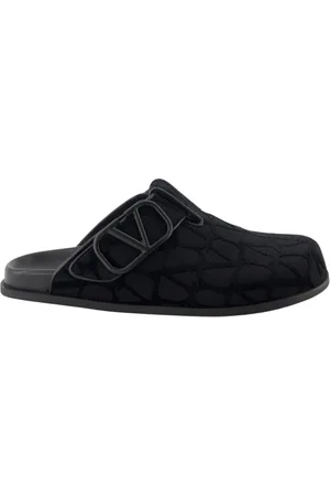 VALENTINO GARAVANI Sko, Herre, Sort, 40 EU, Læder, Monogrammed VLogo Mules Læder Slip-Ons